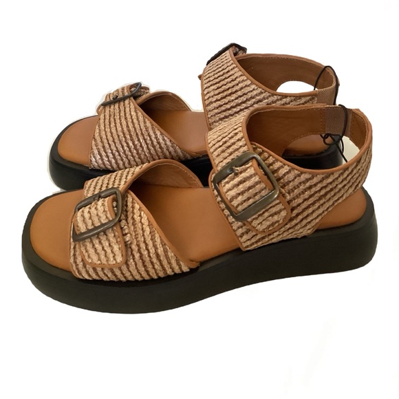 Free People Shoes - Free People NWT Mandi Weave Dual Buckle Sandal size 8